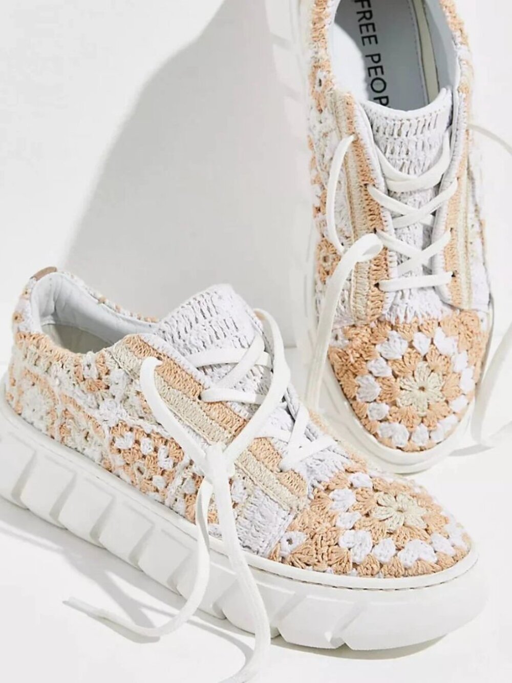 🌸 Free People Catch Me If You Csn Crochet Sneakers 🌸